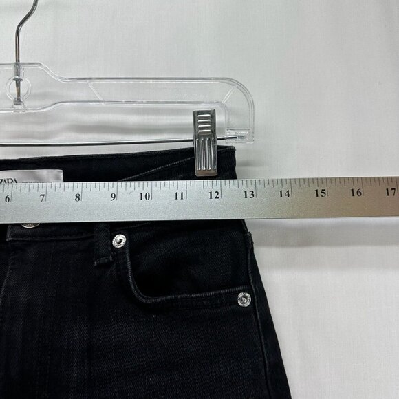 ZARA Jeans Womens Size 2 High Rise Straight Stretch Dark Washed Denim Black - Picture 8 of 10